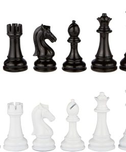 Minerva Black and White Extra Heavy Metal Chess Pieces Set with Kings