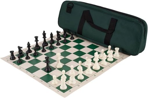 Forest Green Deluxe Chess Set - Solid Plastic Combination Set