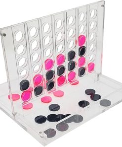 Luxe Acrylic Four In A Row Game with Storage Box in Pink and Black 2