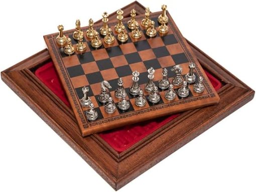 Little Italy Magnetic Mini Chess Set with 24k Gold Silver Plated Chessmen - Image 2