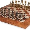 Italian Arabesque Staunton Metal Chess Set with Alabaster Case 4