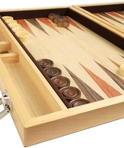 15 Inch Olive Starburst Backgammon Set with Inlaid Wood Board 2