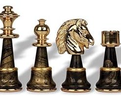 Classic Gold and Silver Staunton Chess Set with Gray Framed Board 2