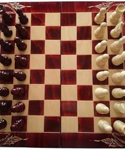 Big Red Chess Set Checkers Backgammon Wooden King 3.62 in Beech 20×20