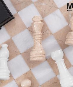 Handmade 15” Marble Chess Set with Storage Box and 2 Extra Queens 2
