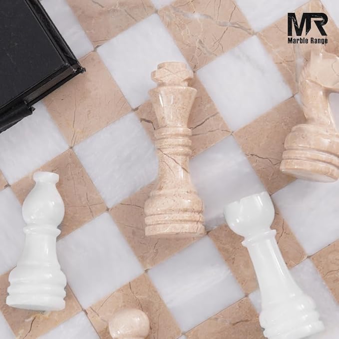 Handmade 15” Marble Chess Set with Storage Box and 2 Extra Queens 2 Handmade 15” Marble Chess Set with Storage Box and 2 Extra Queens - Image 2