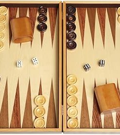 18 Inch Wood Backgammon Set Black Zebra Wood Board Oak Inlay 2
