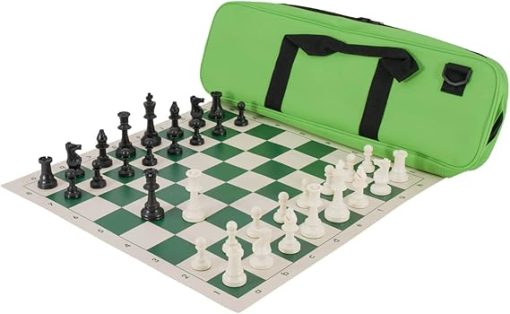 Deluxe Solid Plastic Chess Set Combination in Neon Green Color