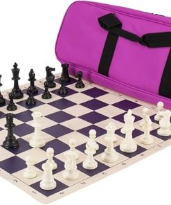 Deluxe Neon Purple Solid Plastic Chess Set Combination for All Ages