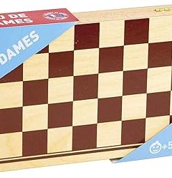 Jeujura J8131 Checkers Game in Portable Wooden Box for Fun Play 2