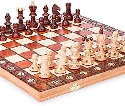 Handcrafted Wooden Chess Set with Board and Pieces – Perfect Gift Idea
