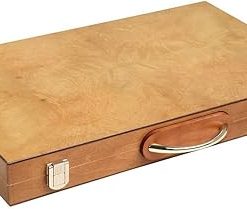 18 Inch Olive Burlwood Backgammon Set with Inlaid Veneer Board