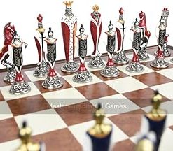 Hand-Painted Renaissance Metal Chess Pieces Set with 5.5-Inch King 2