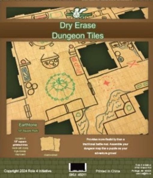 Earthtone Dry Erase Dungeon Tiles in Nine 10-Inch Square Sizes
