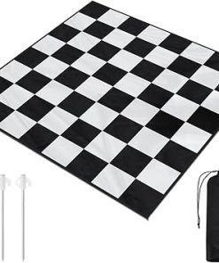 Giant 9x9ft Chess Game Mat for Outdoor Play with Storage Bag and Nails