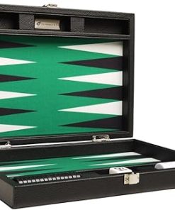 Travel Size 13 Inch Premium Backgammon Set Black Board Green Surface
