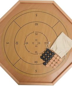 Crokinole Classic Board Game for Two Players | Natural Wood 2 in 1 Set