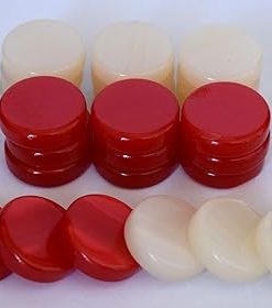 Small Acrylic Backgammon Checkers Red Ivory Chips 1 Inch Set