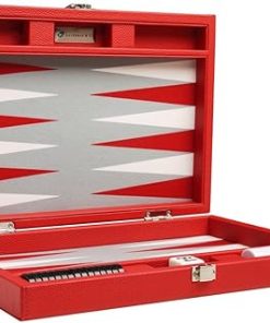 Travel Size 13 Inch Premium Red Backgammon Set for Easy Play