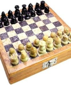 Classic Inlaid Wood Chess Set with Marble Stone 6 Inch Board Game