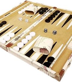 18 Inch Map Backgammon Set for Classic Board Game Enjoyment