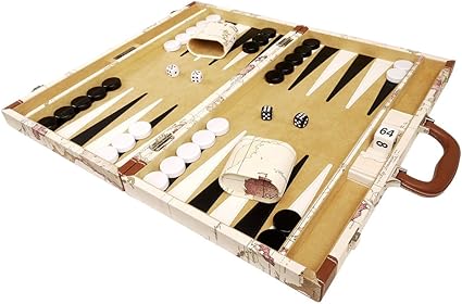 18 Inch Map Backgammon Set for Classic Board Game Enjoyment 18 Inch Map Backgammon Set for Classic Board Game Enjoyment