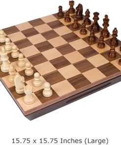 Aria Chess Inlaid Wood Board Game with Weighted Pieces and Tray 16 Inch 2
