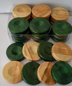 30 Small Olive Wood Checkers in Natural Olive Wood Green Color