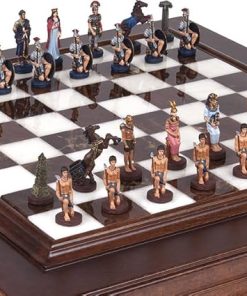 Hand Painted Roman and Egyptian Chessmen with Napolitano Luxury Board
