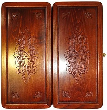 16 Inch Backgammon Board Game Set with Carved Wood Pieces and Dice 16 Inch Backgammon Board Game Set with Carved Wood Pieces and Dice