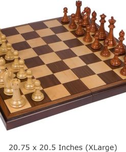 Abigail Extra Large 21 Inch Chess Set Inlaid Wood Folding Board Game 2