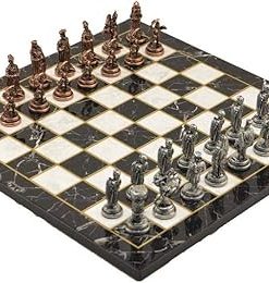 Metal Chess Set for Adults Ottoman vs Byzantine Copper Figures Handmade Board