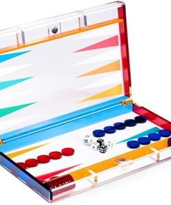 Bey-Berk Emmy Acrylic Backgammon Set 14 inch Board Game Travel Case