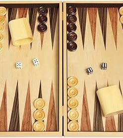 Classic 18 Inch Wood Backgammon Set in Burlwood Finish 2