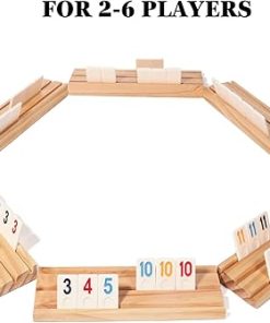 Rummy Cube Board Game Set for 2-6 Players with Wooden Racks and Tiles 2