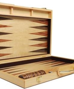 Classic 18 Inch Wood Backgammon Set in Burlwood Finish