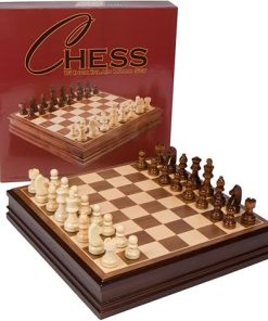 Catherine Large 15 Inch Inlaid Wood Chess Board Game with Pieces