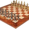 Italian Arabesque Staunton Metal Chess Set with Alabaster Case 3