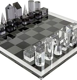 Elegant 17 Inch Lucite Chess Set Modern Design with Multiple Options