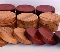 Natural Olive Wood Red Backgammon Checkers Chips 1.4 Inches 2