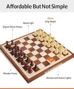 Handcrafted Wooden Chess Board with Extra Queens and AI LED Set 2