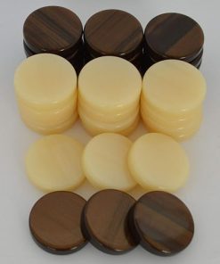30 Acrylic Backgammon Checkers Chips Brown and Ivory 1.4 Inches