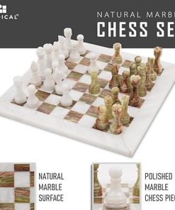 Marble Chess Set with Storage Box 15 Inches Handmade Green Onyx Game 2