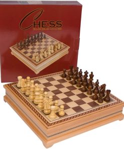 Helen Chess Inlaid Wood Board Game Set Large 15 x 15 Inch Weighted Pieces