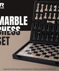 Handmade Marble Chess Set 12 Inch with Storage Box and Extra Queens 2