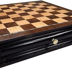 Vada Burl Wood Inlaid Chess Cabinet 13 x 13 Inch Medium Set Only 2
