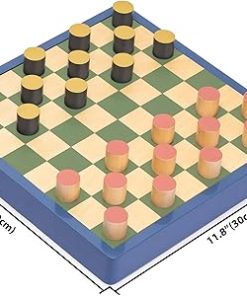 2-in-1 Flip and Play Chess and Checkers Wooden Game Set 11.8 Inches 2