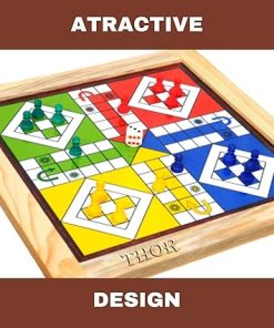 Classic Wooden 2 in 1 Ludo and Chess Board Game Vintage Home Decor 2