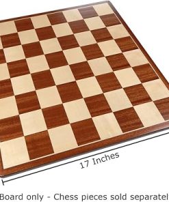 Pallas Large 17×17 Inch Inlaid Mahogany Chess Board with Rounded Corners 2