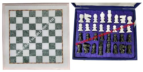 “The Queen’s Gambit” 12″ Inch Green Marble Blocks Chess Board With Pieces, Chess Lovers, Harmon Chess, Borgov Chess, Gotham Chess, Best Chess Players Of All Time "The Queen's Gambit" 12" Inch Green Marble Blocks Chess Board With Pieces, Chess Lovers, Harmon Chess, Borgov Chess, Gotham Chess, Best Chess Players Of All Time